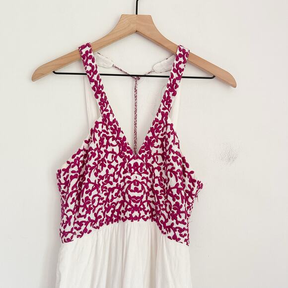 Anthropologie Manuela Embroidered Maxi Dress White Size 6 - Picture 2 of 8